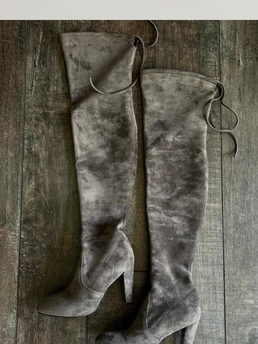 Women's Over-the-Knee Suede High Heel Boots - Gray